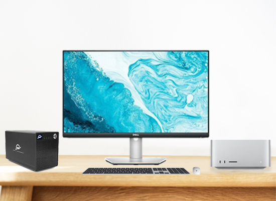Mac studio, Monitor Display 27″,Storage Thunderbolt 2 & Thunderbolt 3,Apple Wired KB & Mouse available on rental