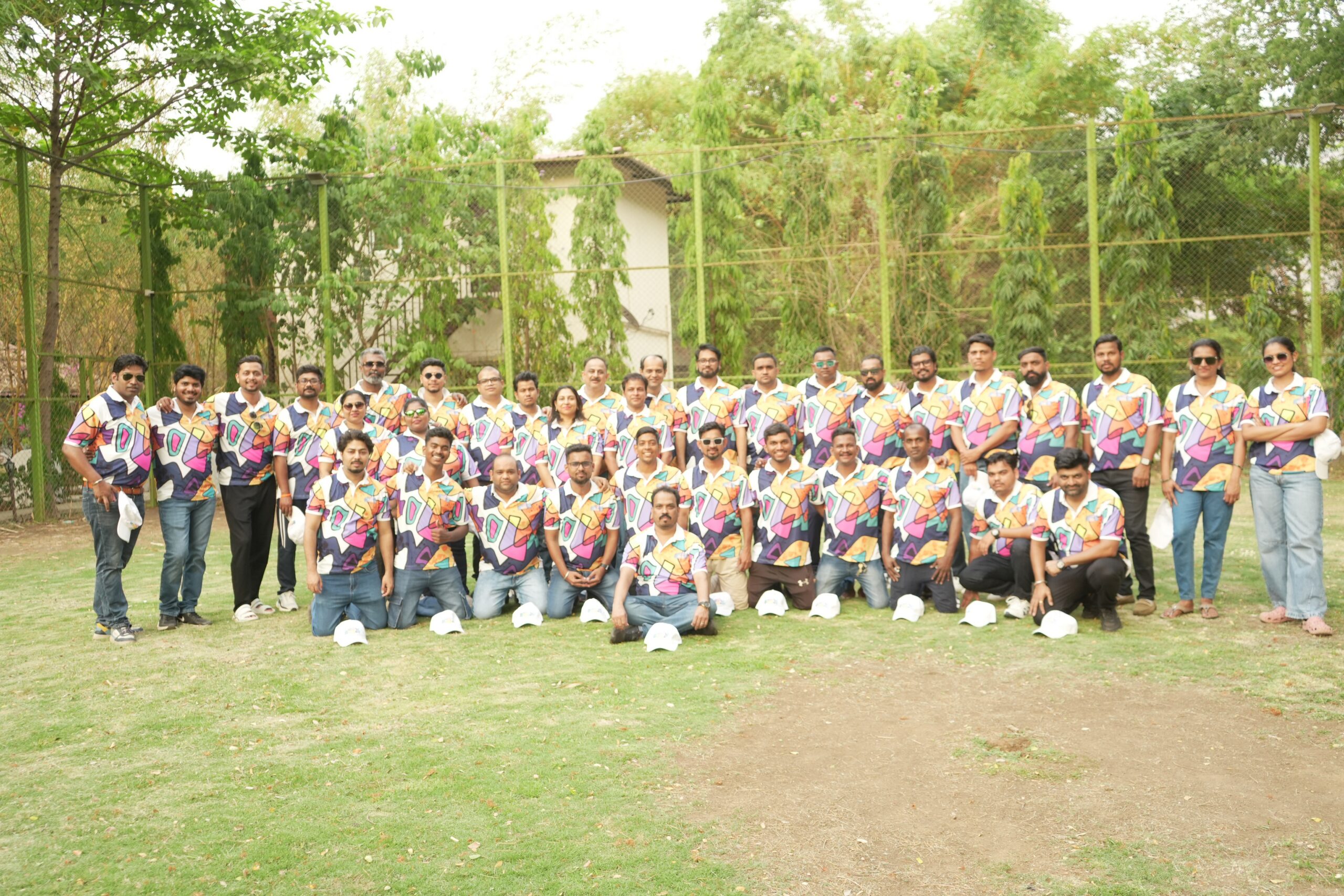 Rental Bunny team members posing outdoors in matching event t shirts